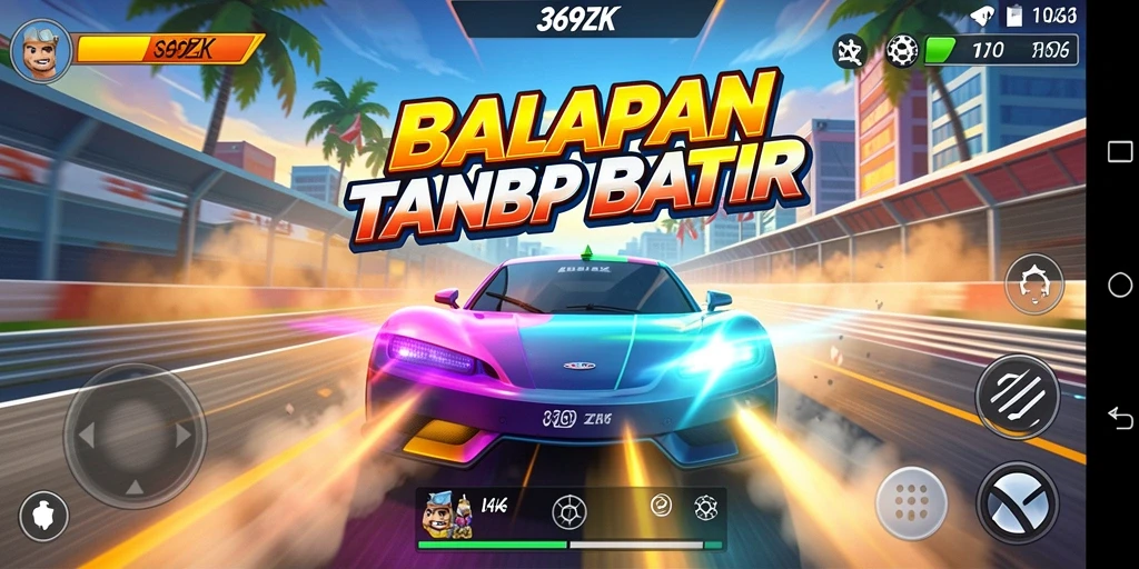 Screenshot gameplay 369ZK menampilkan balapan intens dan grafis memukau.