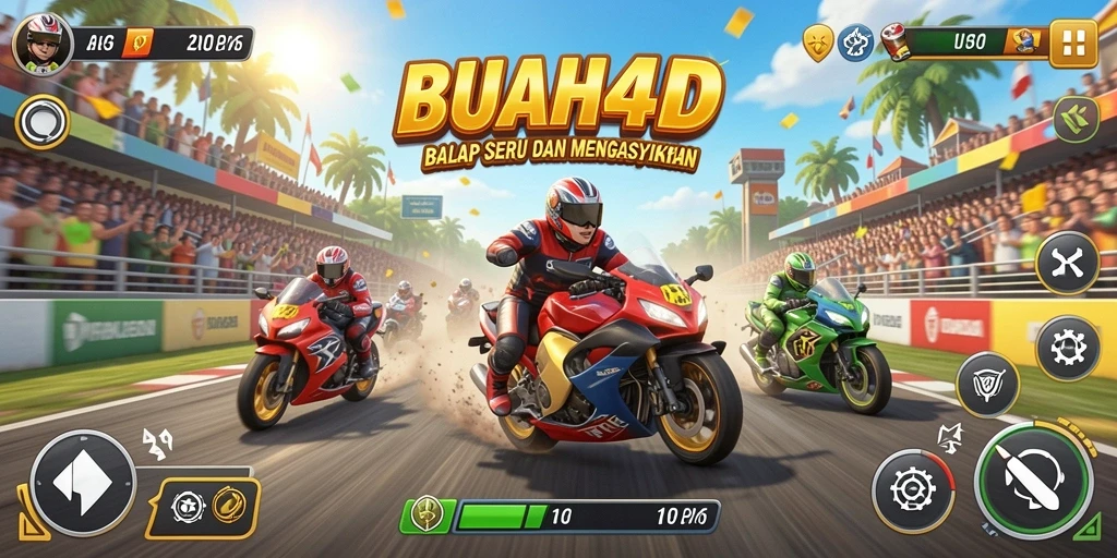 Tangkapan layar gameplay BUAH4D yang menunjukkan aksi balapan seru.