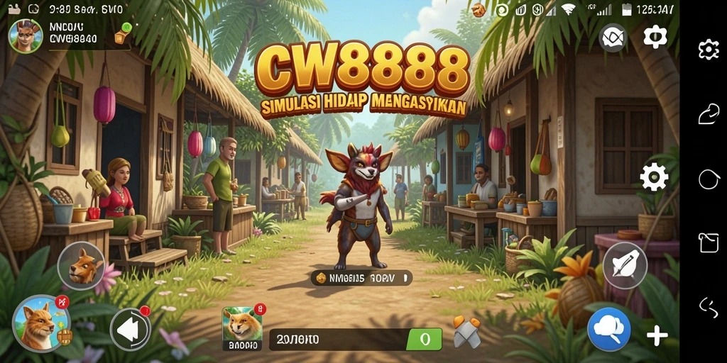 Screenshot gameplay CW8888 menunjukkan karakter berinteraksi di lingkungan yang mendetail.