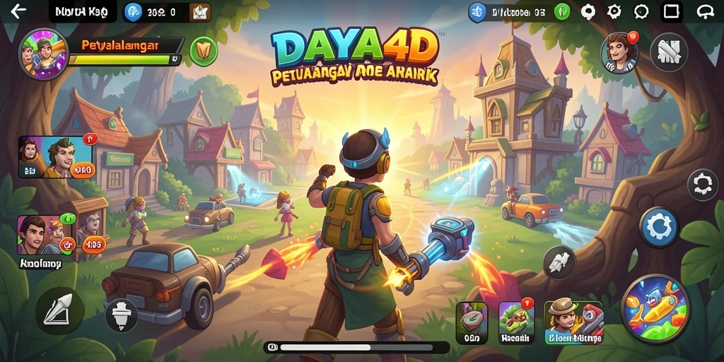 Tampilan gameplay khas arcade yang seru dan penuh warna.
