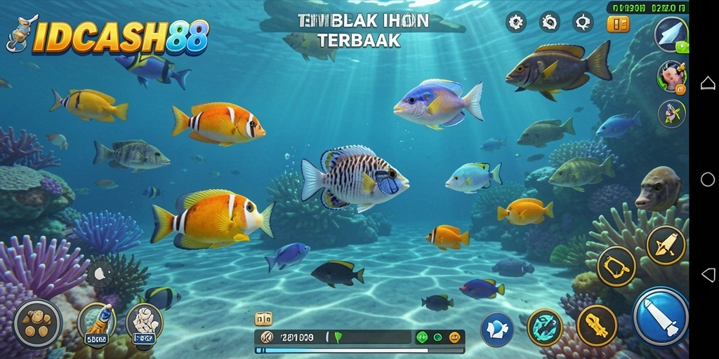 Tampilan gameplay Tembak Ikan yang seru dan penuh warna.