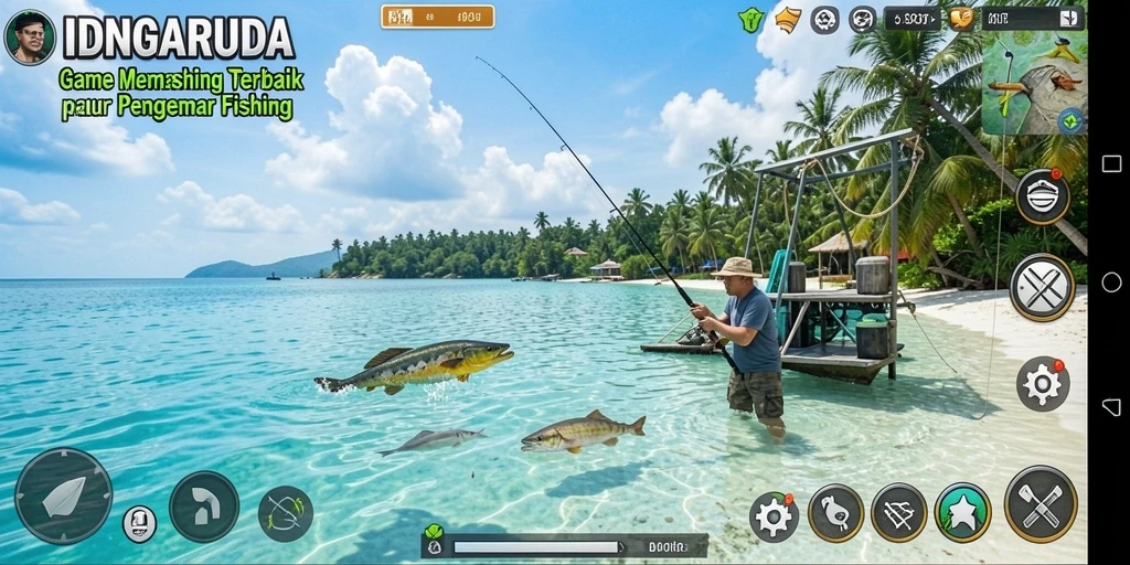 Screenshot utama IDNGARUDA menunjukkan gameplay memancing yang seru dan menantang.