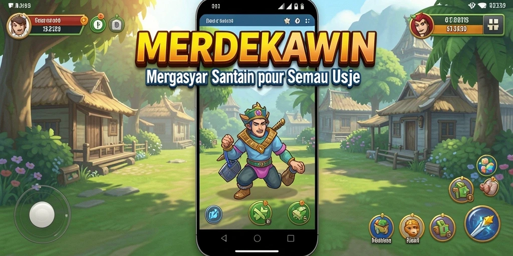 Tampilan gameplay MERDEKAWIN yang ceria dan mengasyikkan.