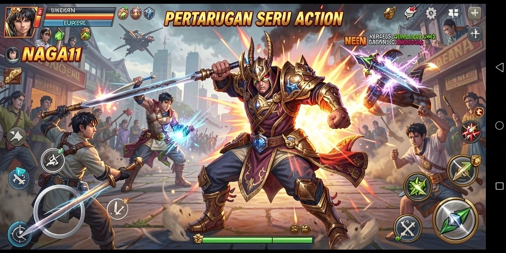 Tampilan menarik dari gameplay seru NAGA11 dengan aksi pertarungan yang intens.