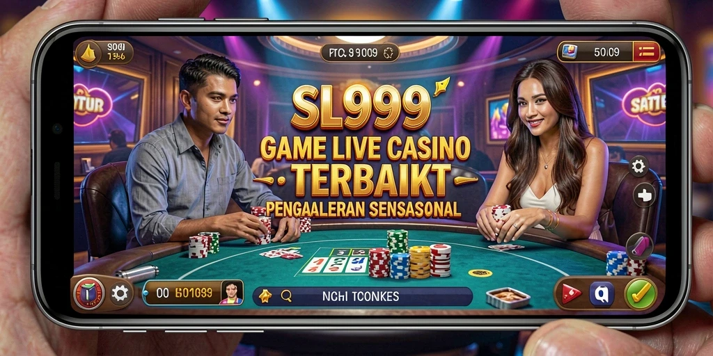 Screenshot SL999 menampilkan dealer langsung dalam permainan kasino terkenal.