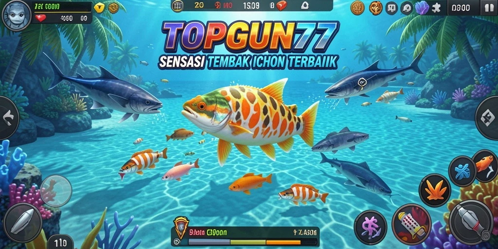 Tangkapan layar gameplay seru di TOPGUN77 dengan aksi tembak ikan yang menantang.