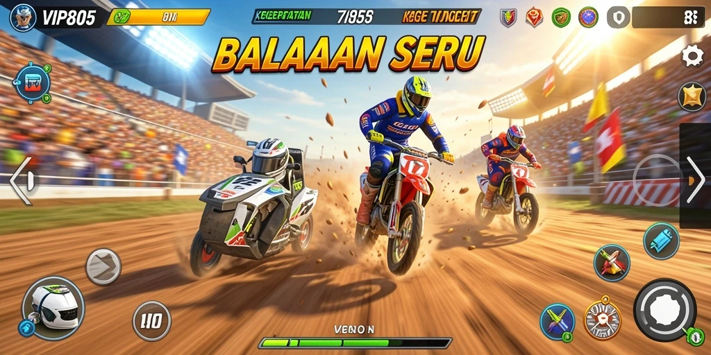 Gambaran layar utama gameplay balapan di VIP805.