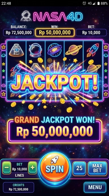 Tampilan utama aplikasi nasa4d dengan navigasi yang jelas.